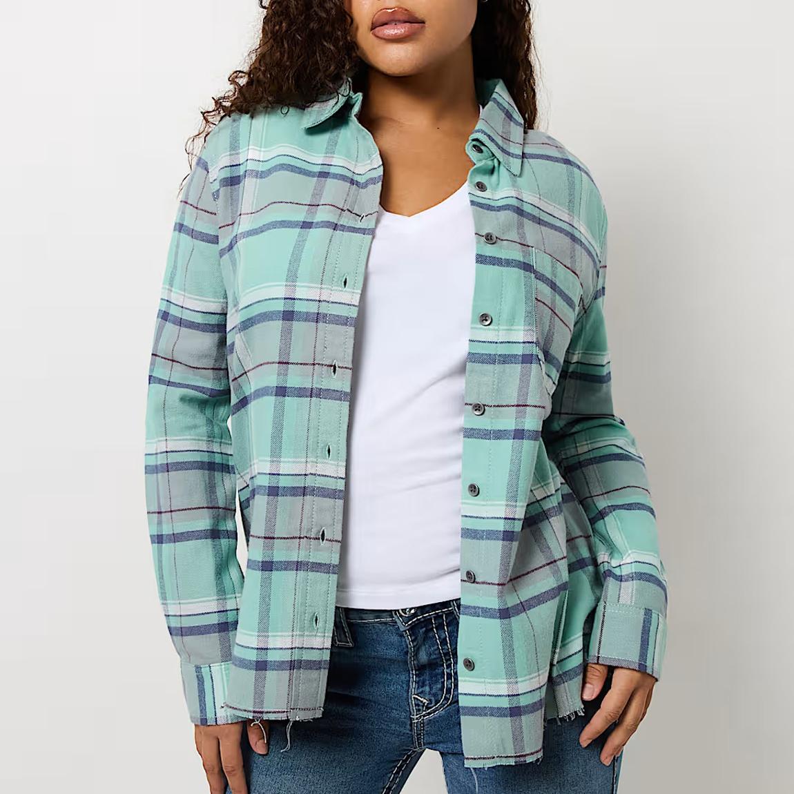 Blue Boyfriend Check Cotton Shirt main product photo