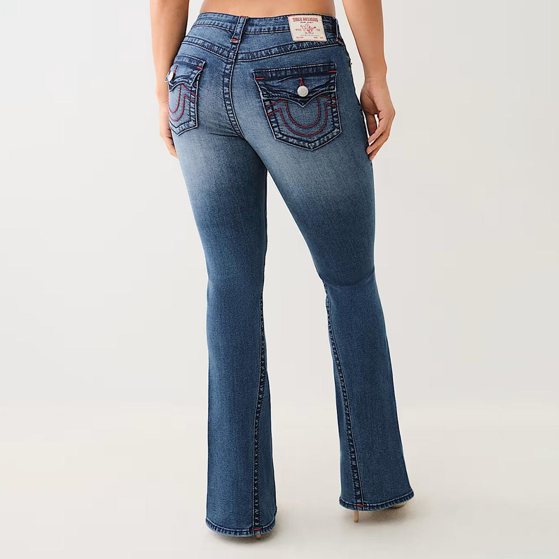 パンツ 00s TRUE RELIGION JOEY BIG T True Religion Dark Blue Joey Big T Flap Flare Jeans - BrandAlley