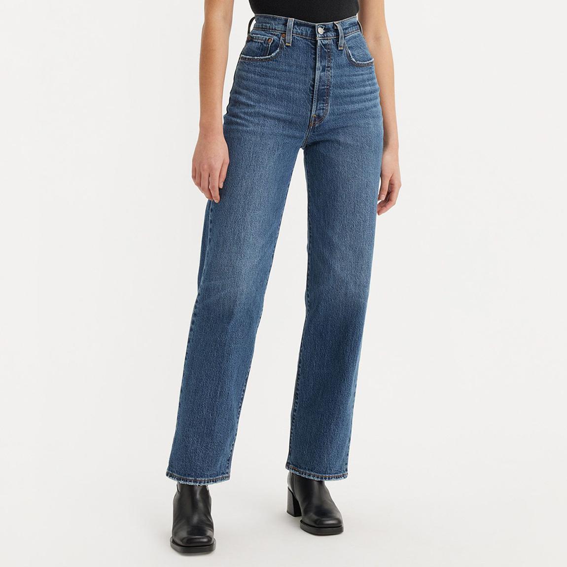 Mid Blue Ribcage Straight Ankle Leg Jeans main product photo
