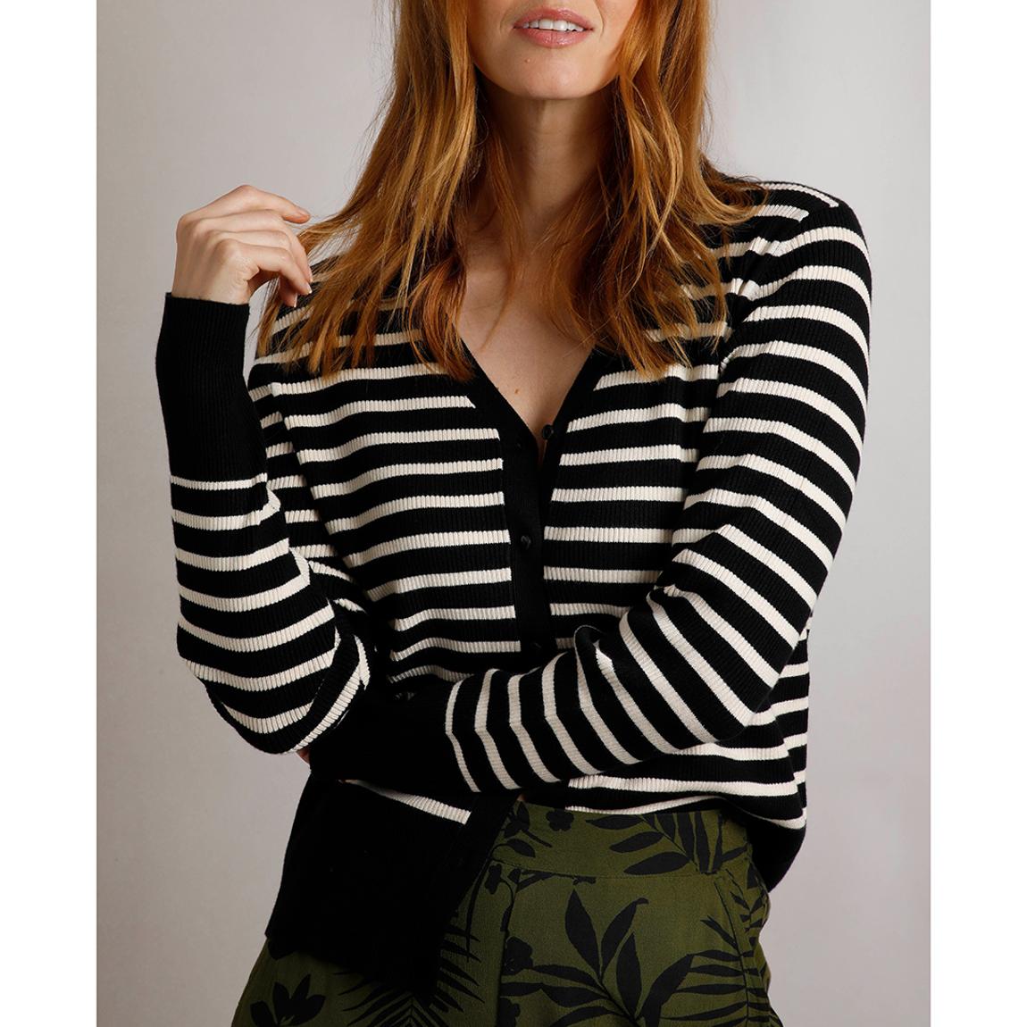 Black Striped Ribbed Cardigan main product photo