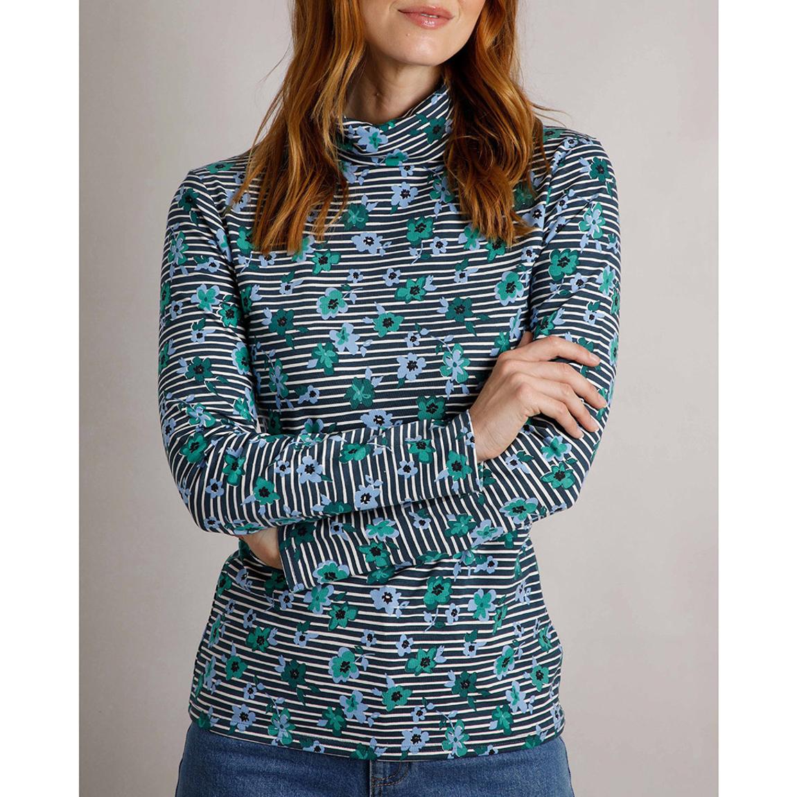 Navy Roll Neck Printed T-Shirt main product photo