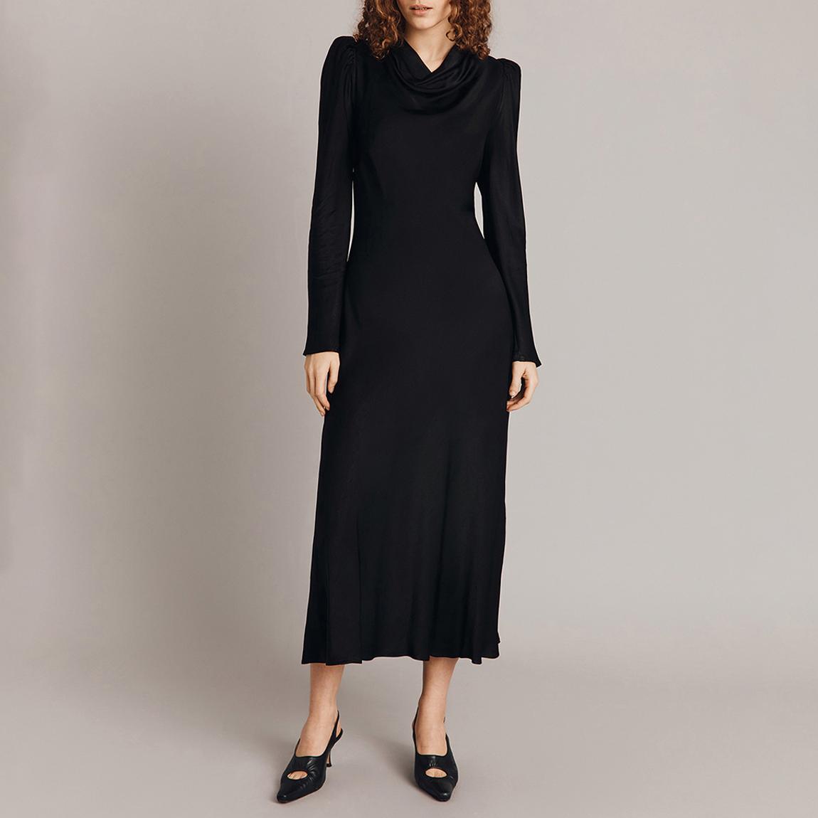 Black High Cowl Neck Midaxi Dress main product photo