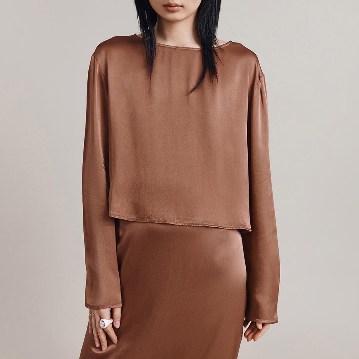 Toffee Satin Boat Neck Blouse main product photo