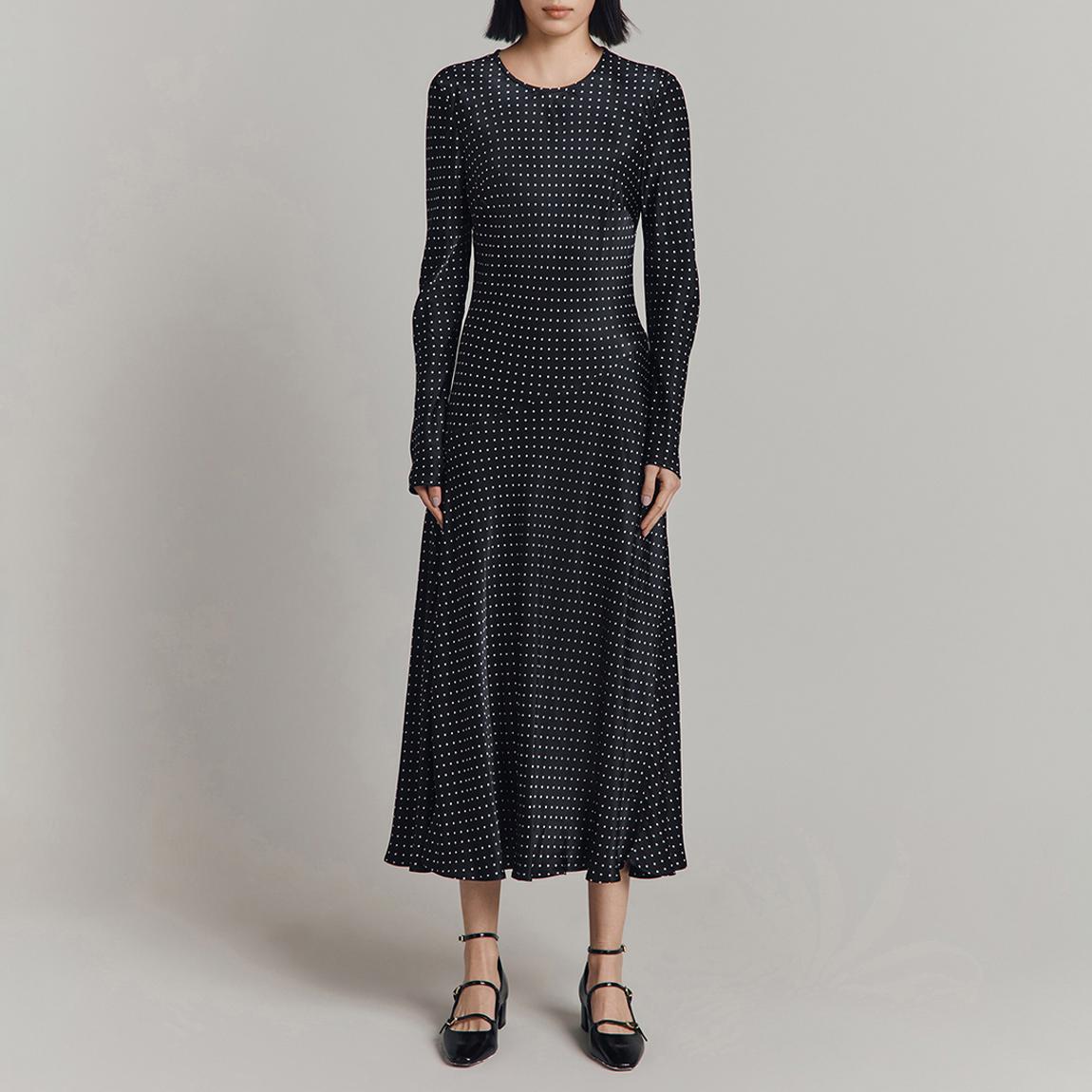 Black Printed Satin Midi Dress main product photo
