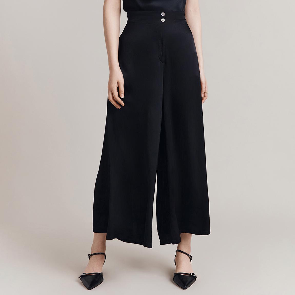 Black Satin High Rise Culottes main product photo
