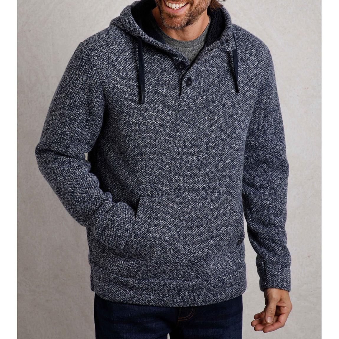 Navy Button Neck Borg Hoodie main product photo