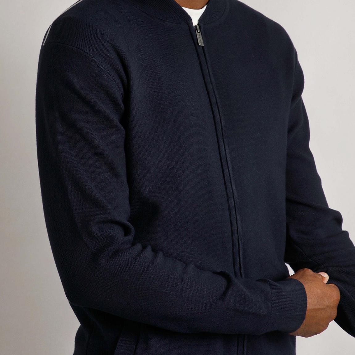 Navy Knitted Bomber Jacket main product photo