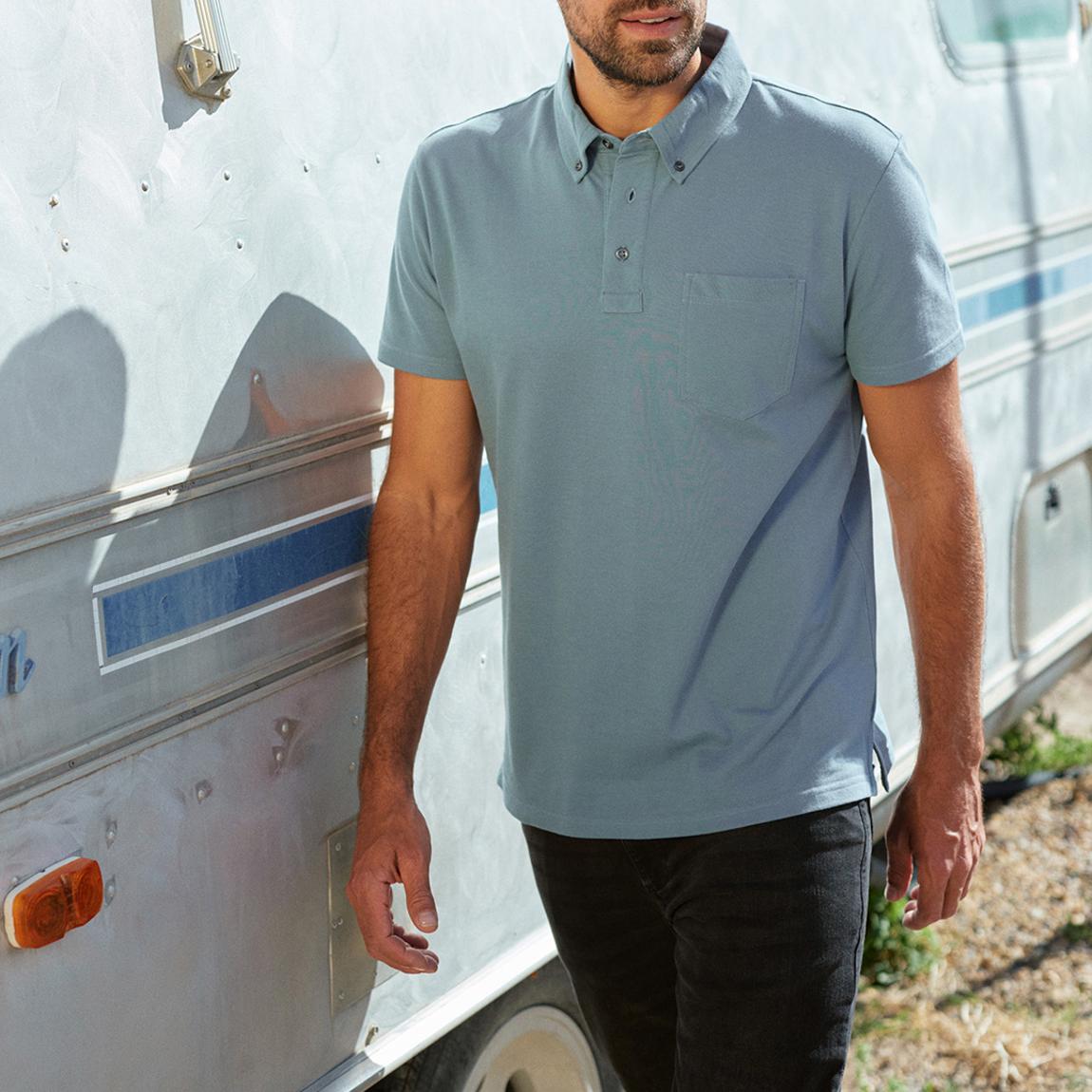 Blue Premium Cotton Pique Polo main product photo