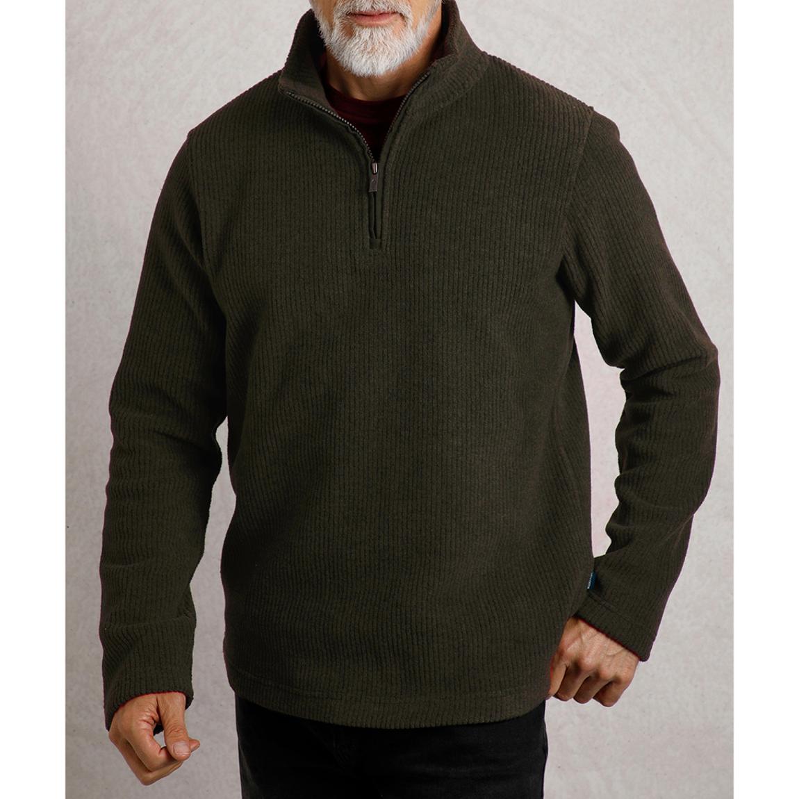Dark Green 1/4 Zip Ribbed Fleece main product photo