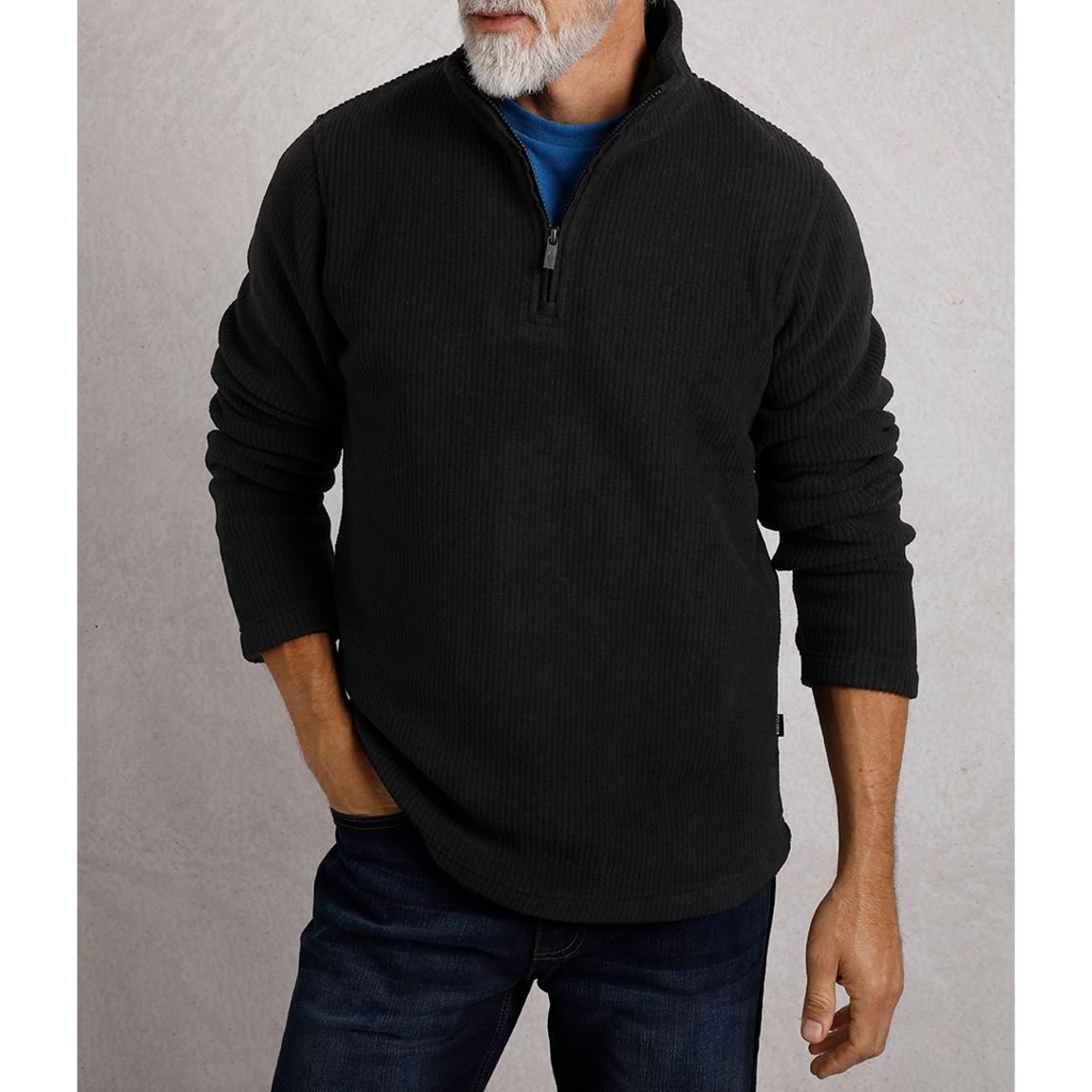 Black 1/4 Zip Ribbed Fleece main product photo