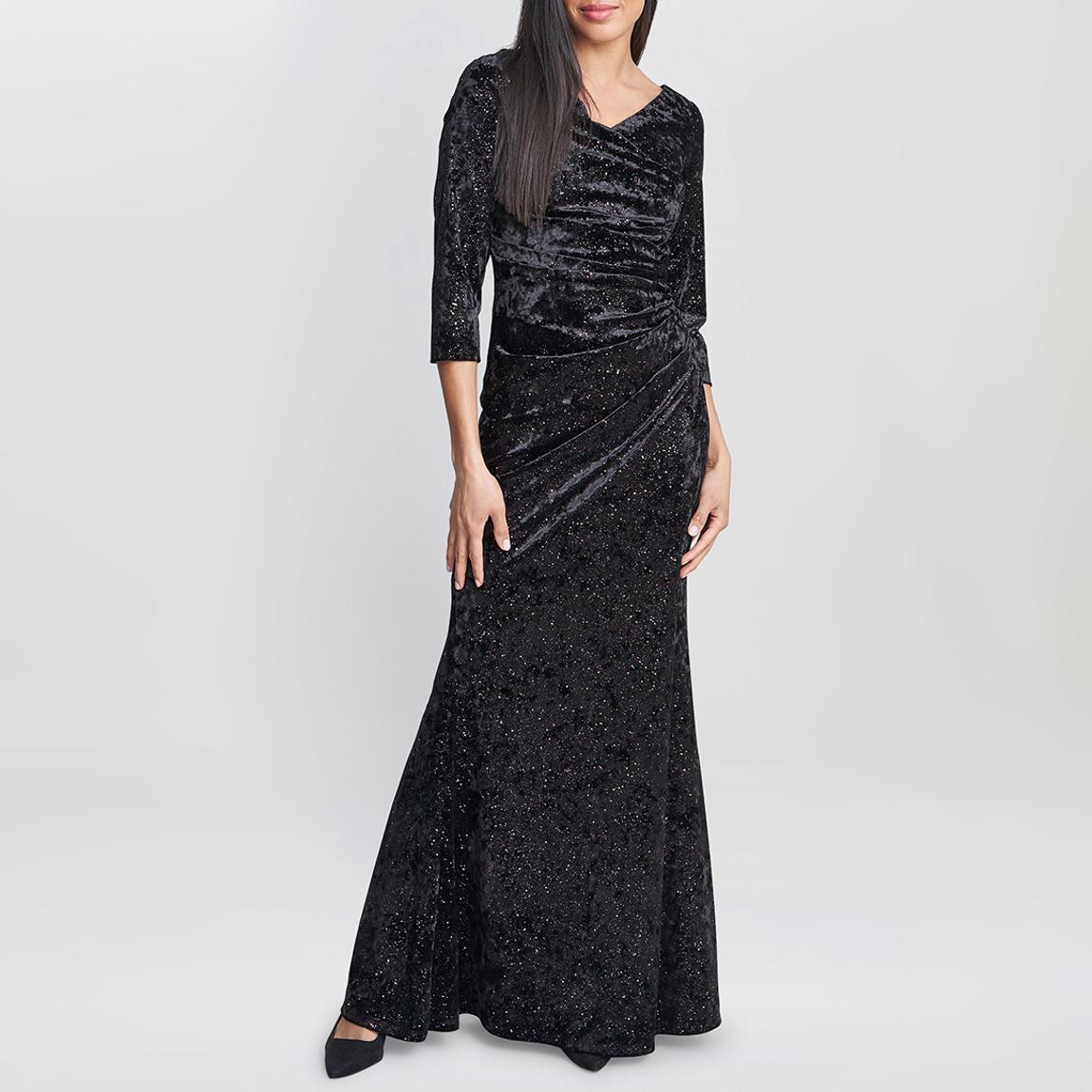 Black Crushed Velvet Sparkle Maxi Dress main product photo