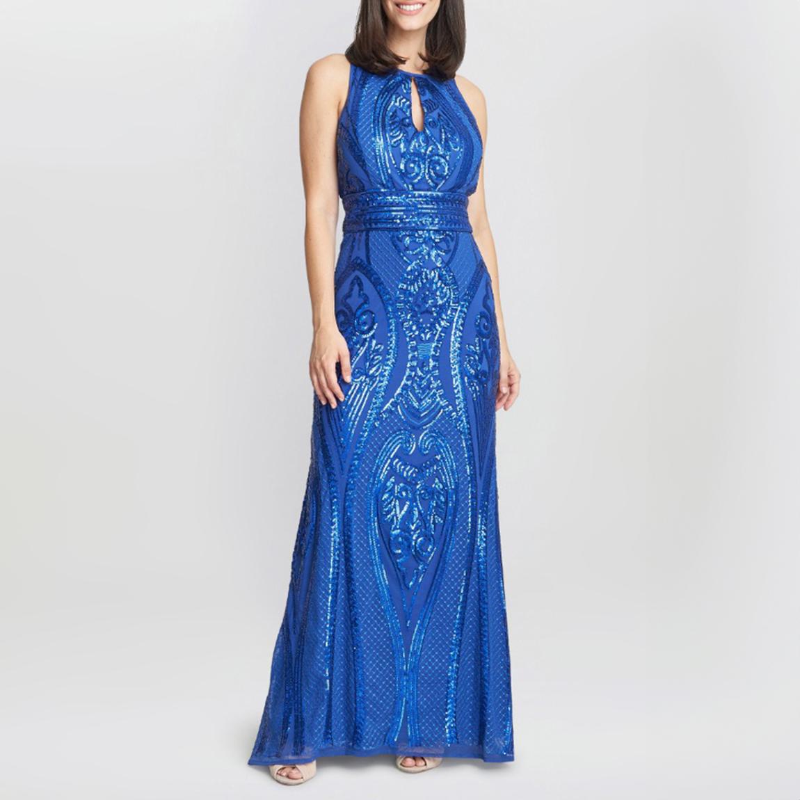 Teal Sequin Beaded Maxi Dress main product photo
