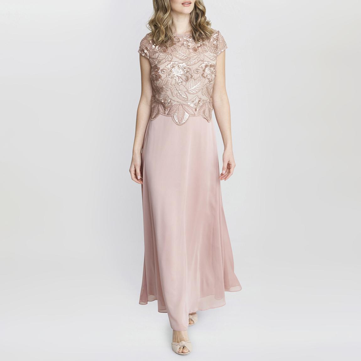 Pink Shirley Maxi Dress With Embroidered Sequin Bodice main product photo