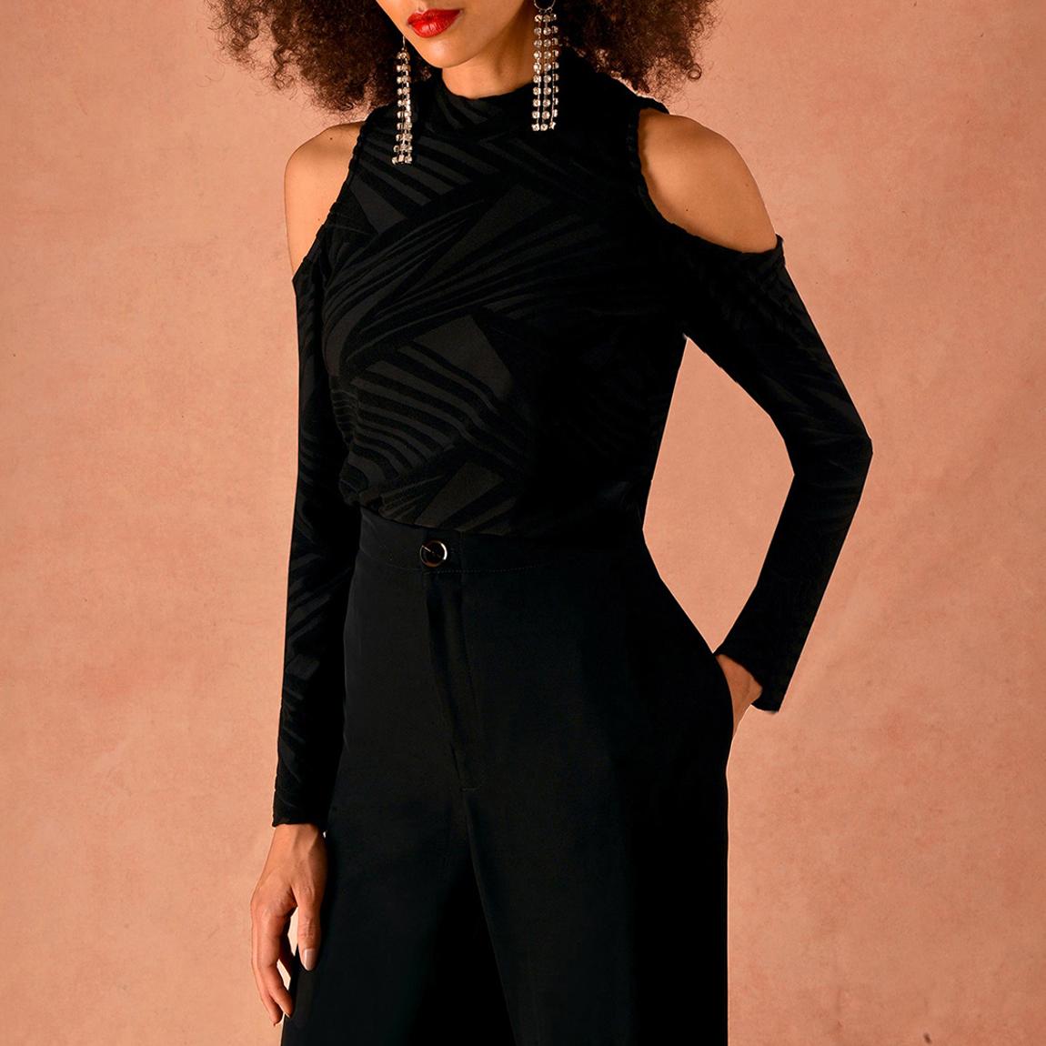 Black Velvet Cold Shoulder Top main product photo