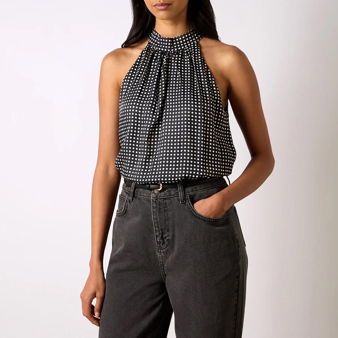 Black Printed Drapey Bodysuit main product photo