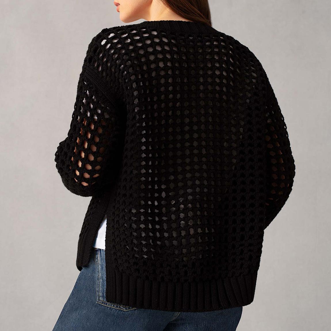 Black Crochet Knit Cardigan main product photo