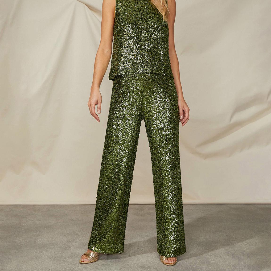 Olive Cluster Sequin Trouser main product photo