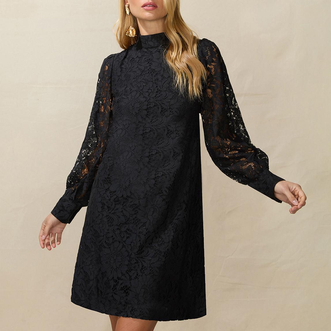 Black Lace High Neck Mini Dress main product photo