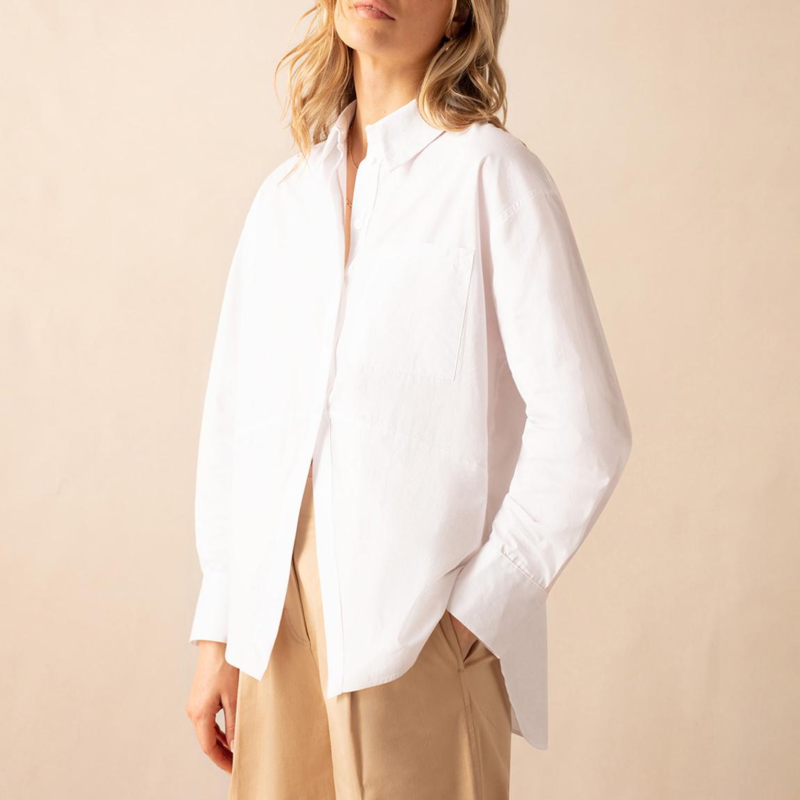 White Asymmetric Hem Shirt main product photo