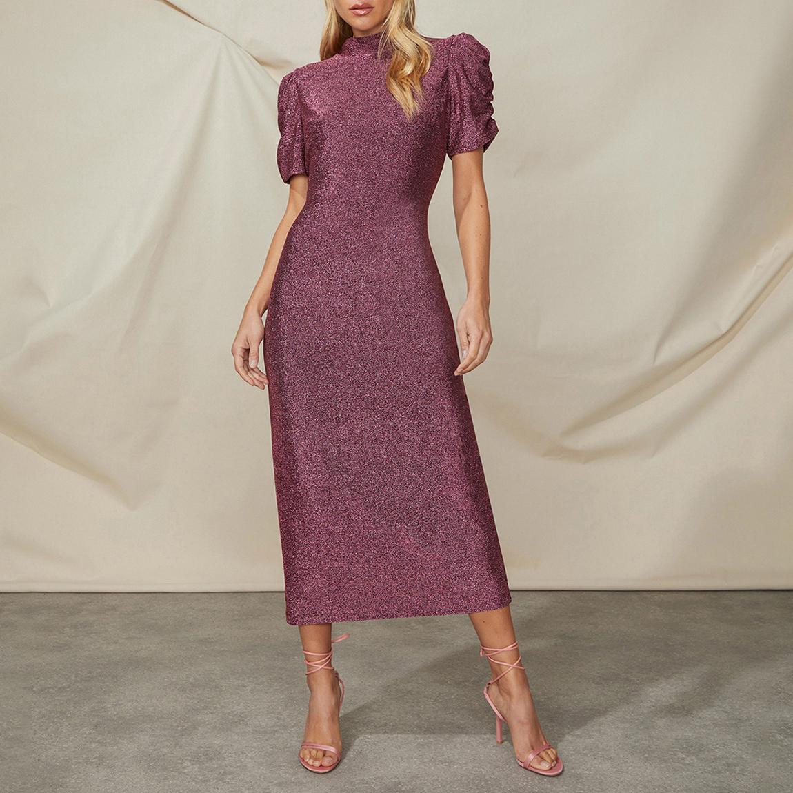 Pink Sparkle High Neck Midi Dress main product photo