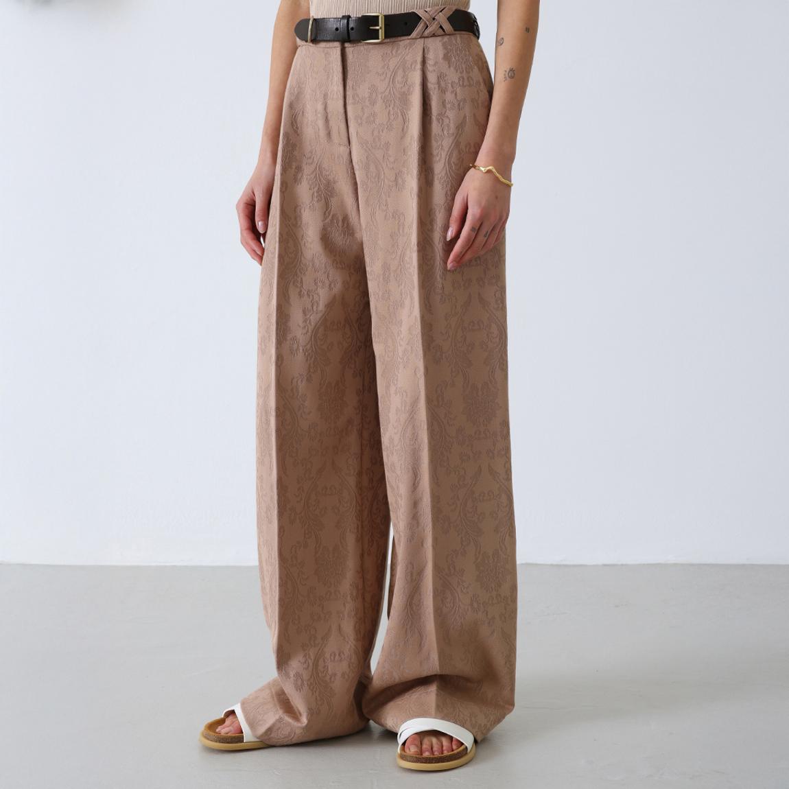 Taupe Printed Pleated Trousers main product photo