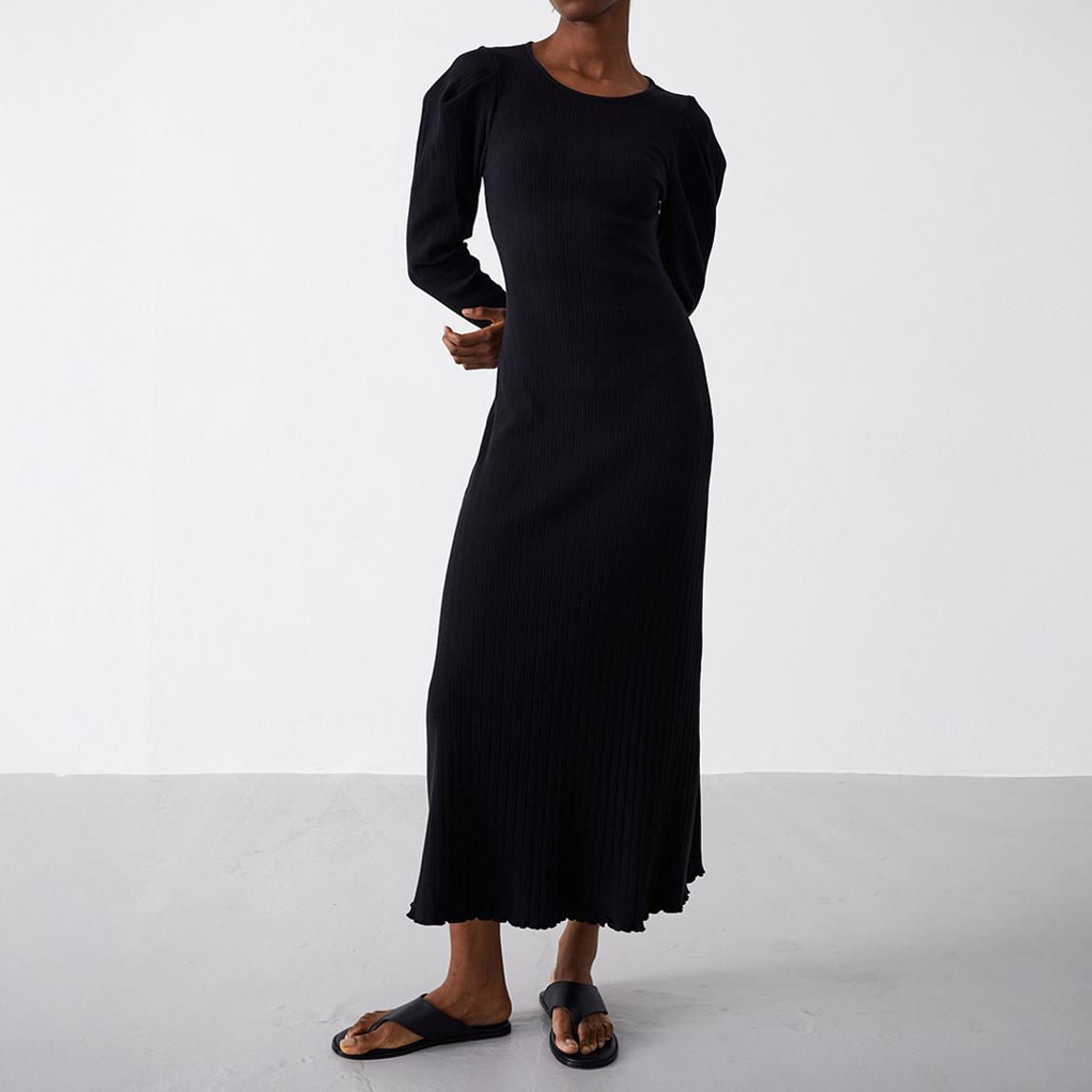 Black Lettuce Hem Midi Dress main product photo
