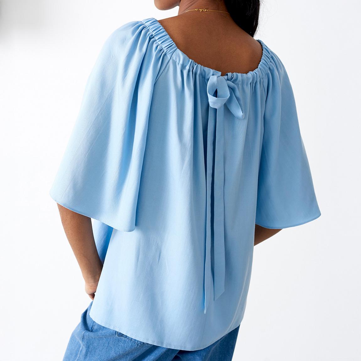 Powder Blue Gathered Relaxed Blouse main product photo