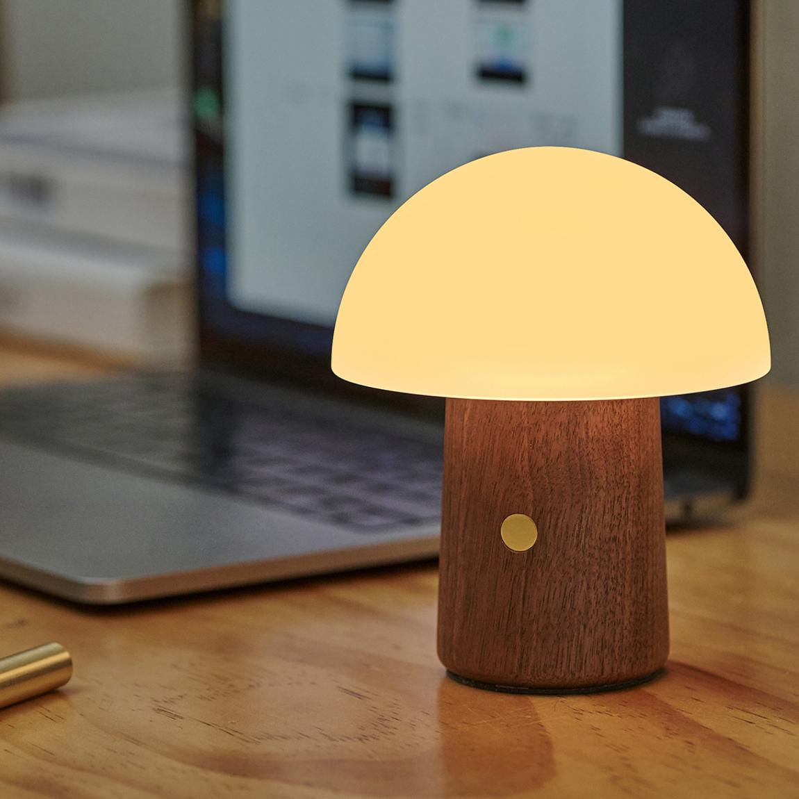 Walnut Alice Super Mini Mushroom Lamp main product photo