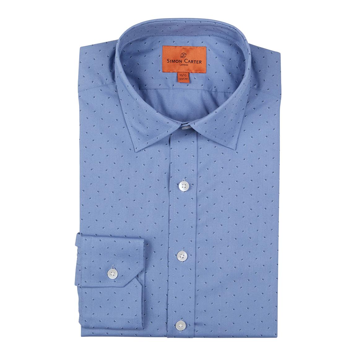 Blue Square Print Cotton Shirt main product photo