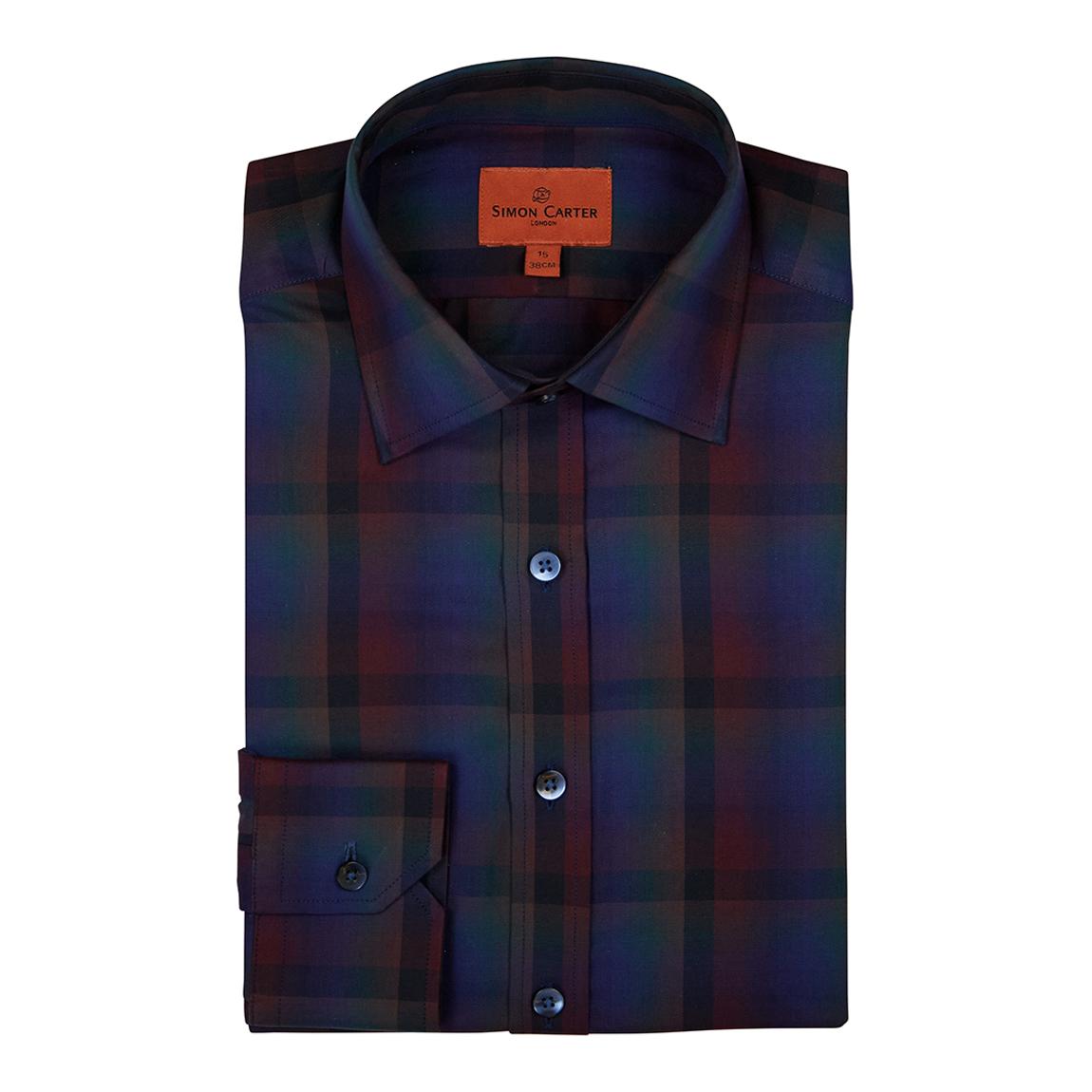 Dark Navy Check Cotton Shirt main product photo