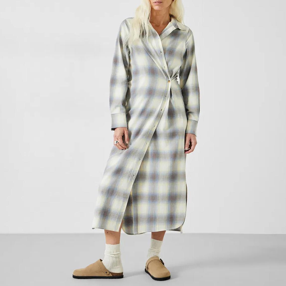 Grey Woven Check Midi Dress main product photo