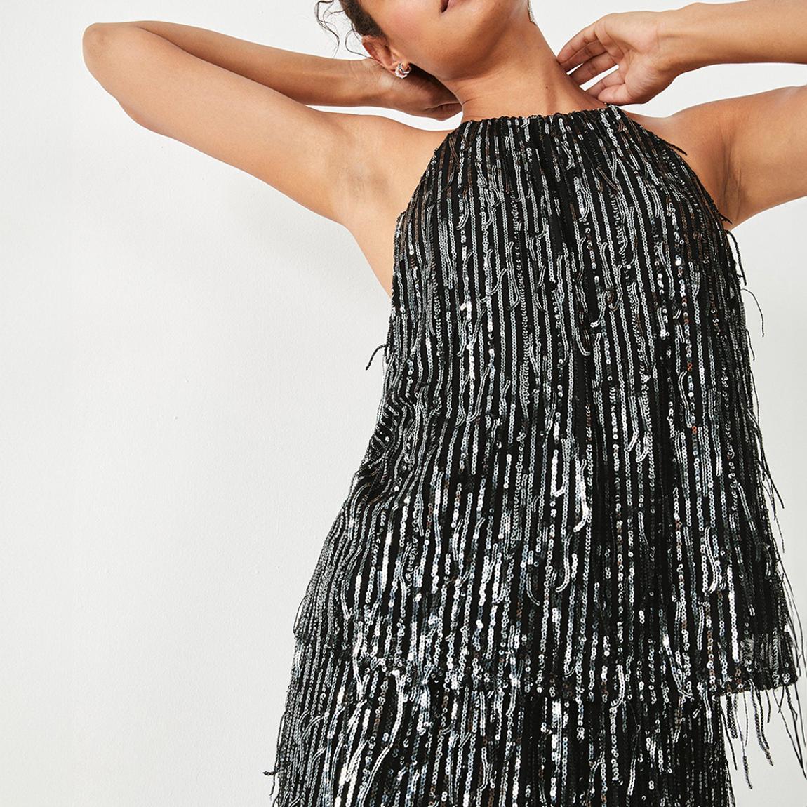 Black Halterneck Sequin Cami main product photo