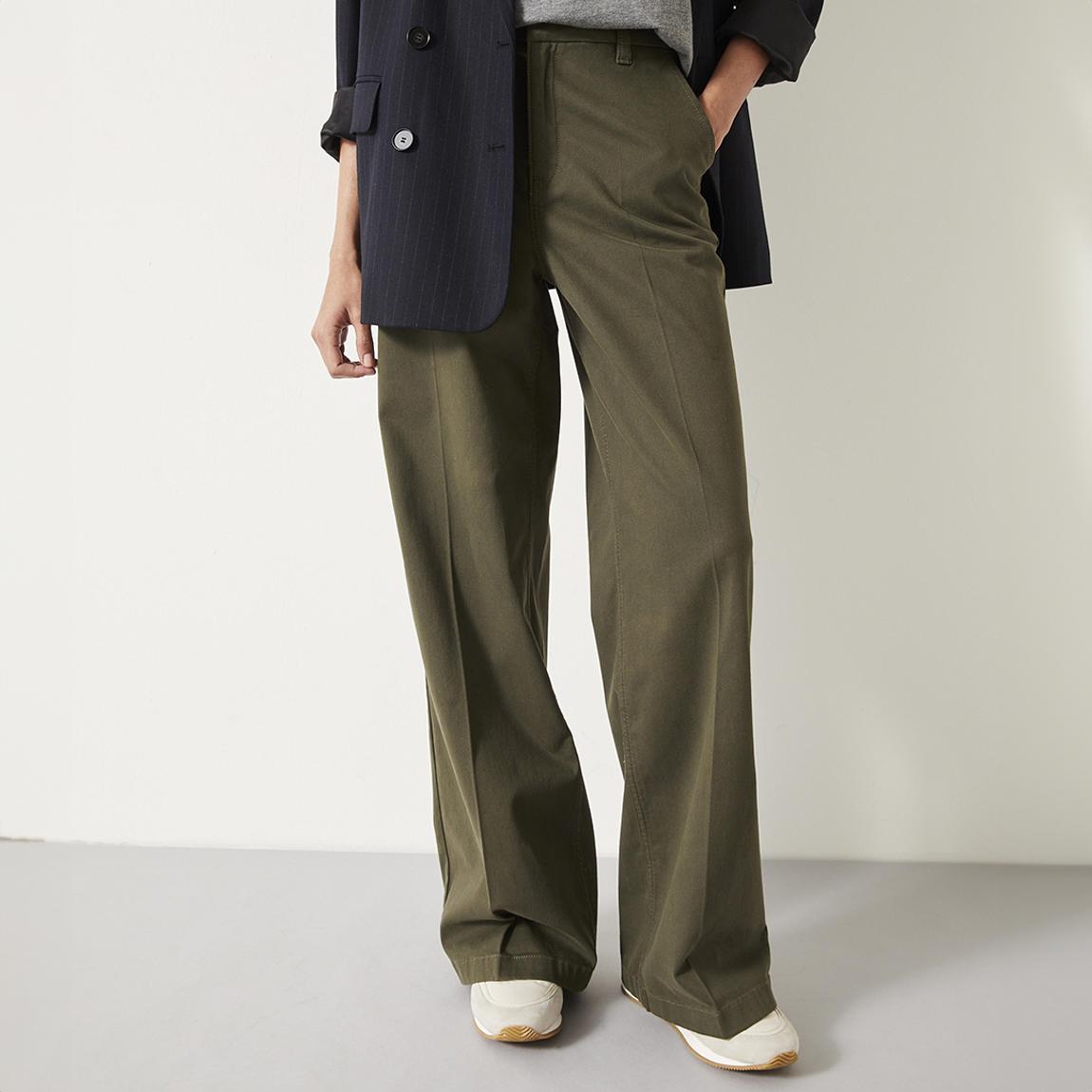 Khaki Flat Front Straight Trousers main product photo