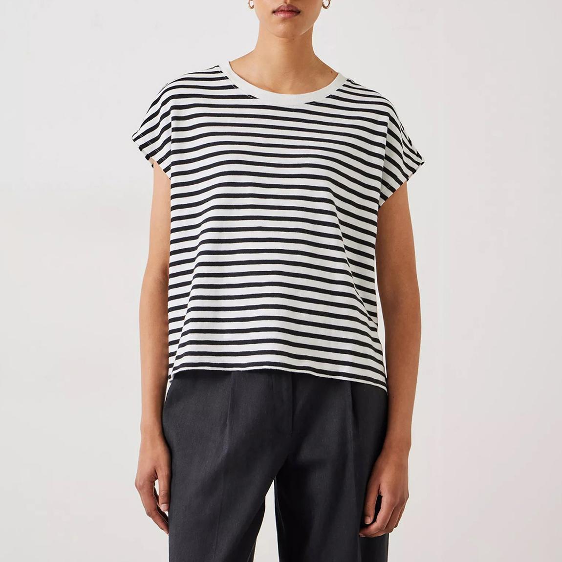 White Striped Relaxed T-Shirt main product photo