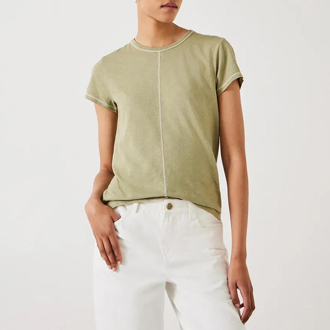 Olive Contrast Stitch Detail T-Shirt main product photo