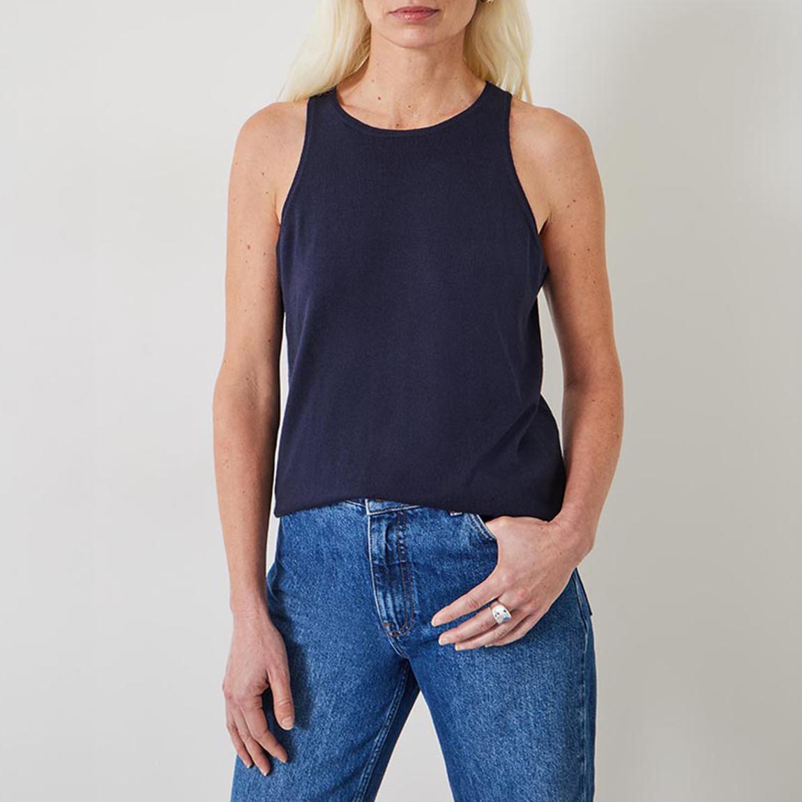 Navy Fine Gauge Knitted Tank Top main product photo