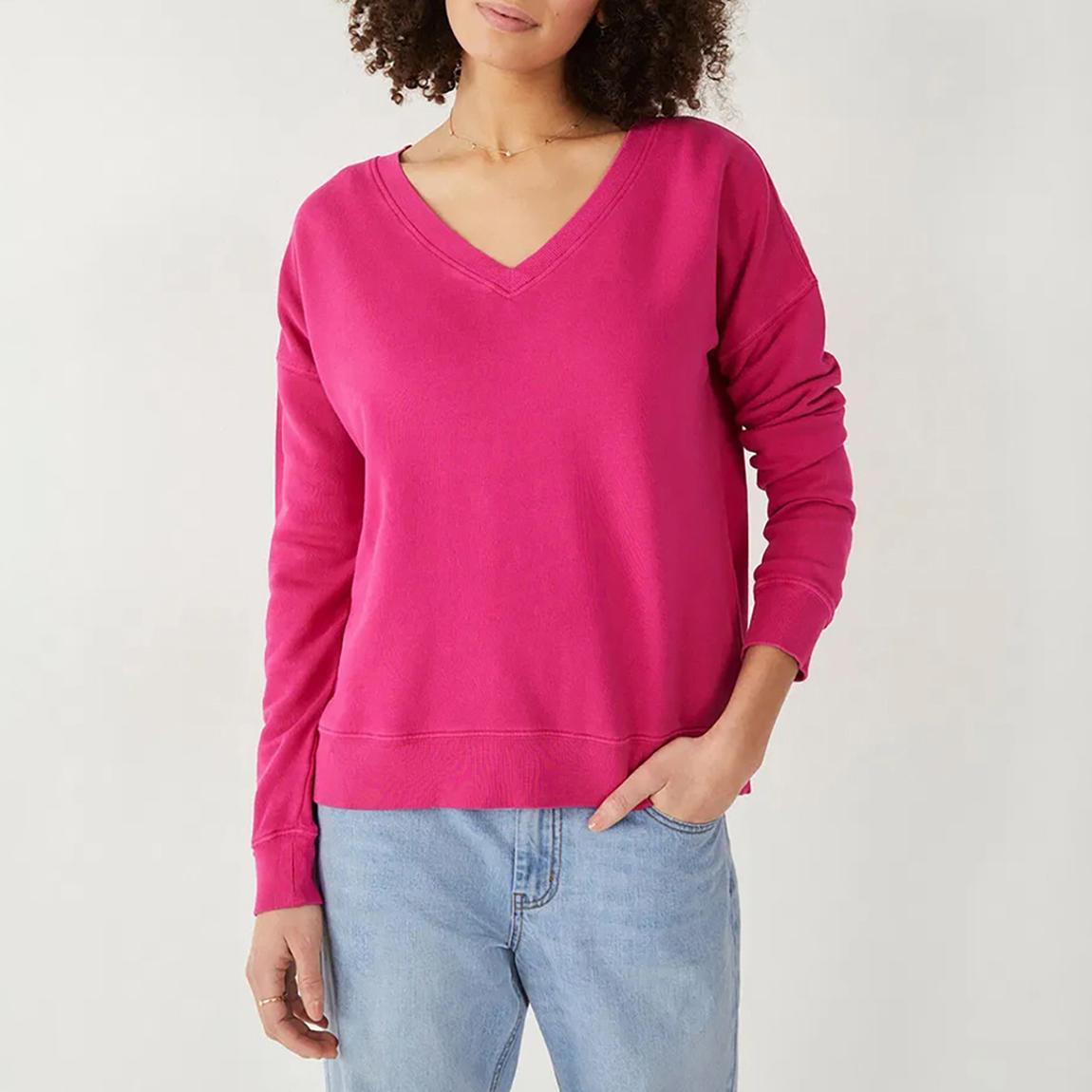 Neck Sweatshirt Hot Pink V main product photo