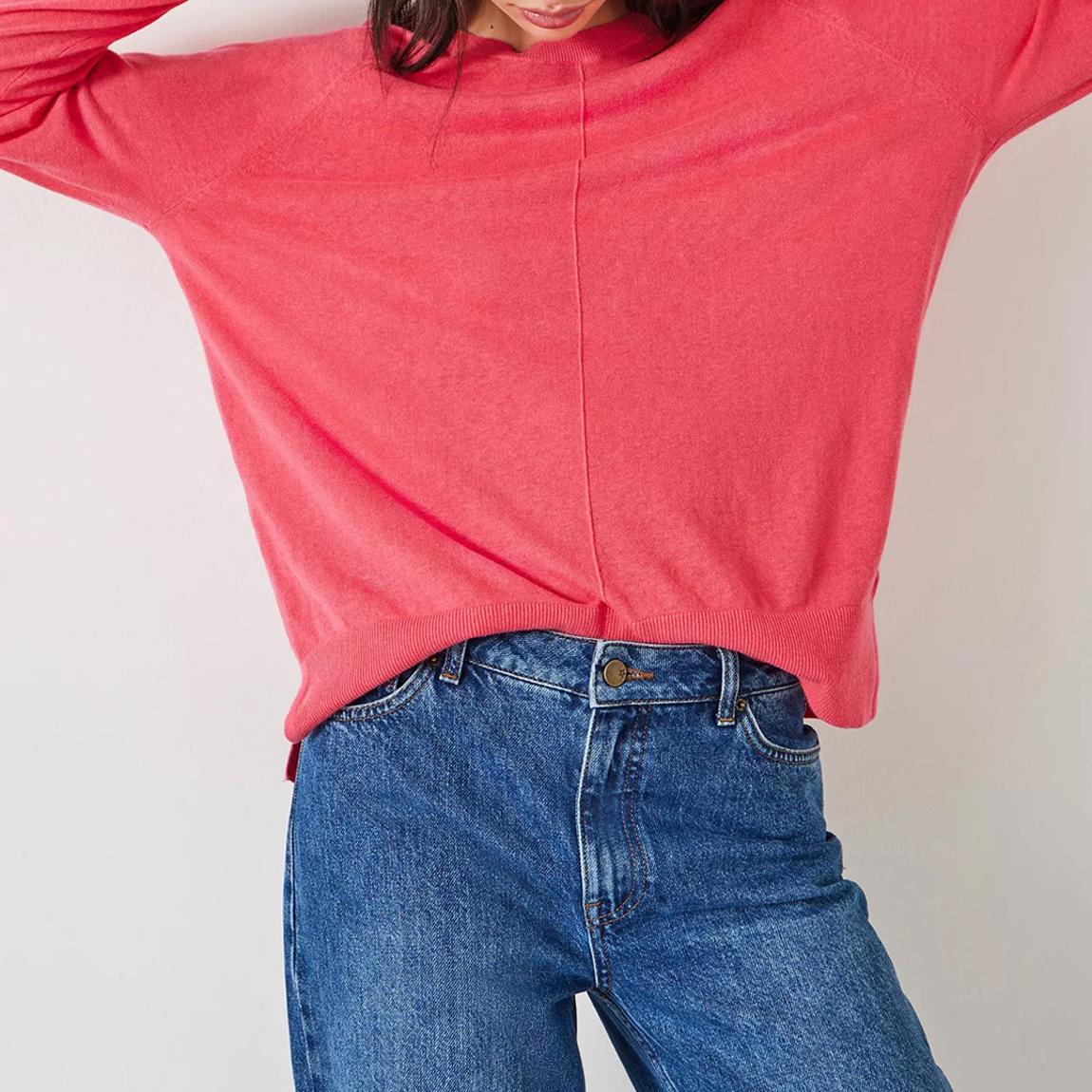 Pink Relaxed Fit Linen Blend Crew main product photo