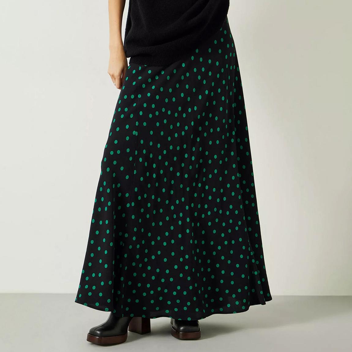 Bottle Green Printed Maxi Skirt main product photo