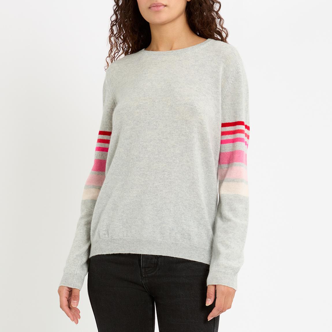 Grey Marl Striped Cashmere Jumper main product photo
