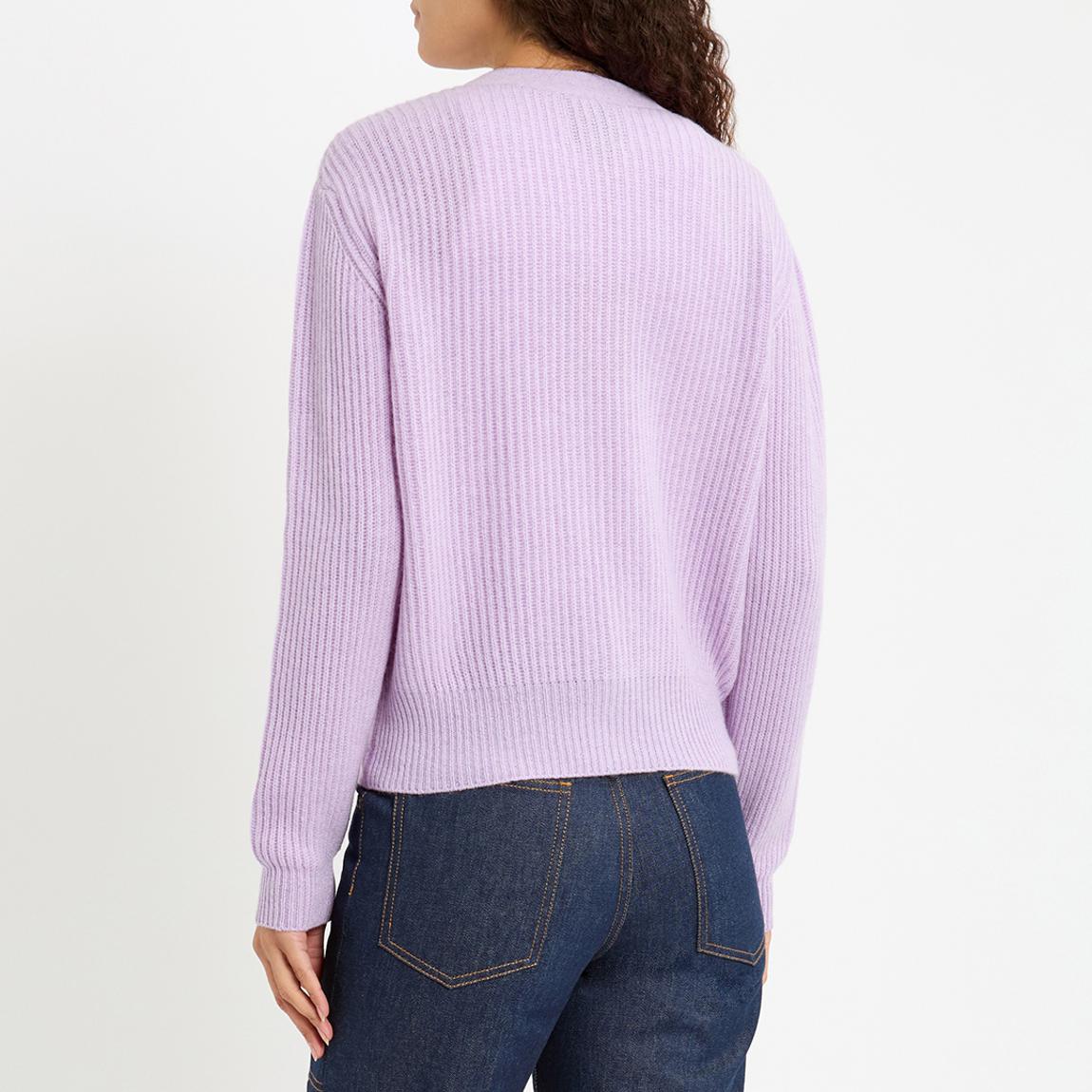 Lavender Cashmere Ribbed Cardigan main product photo