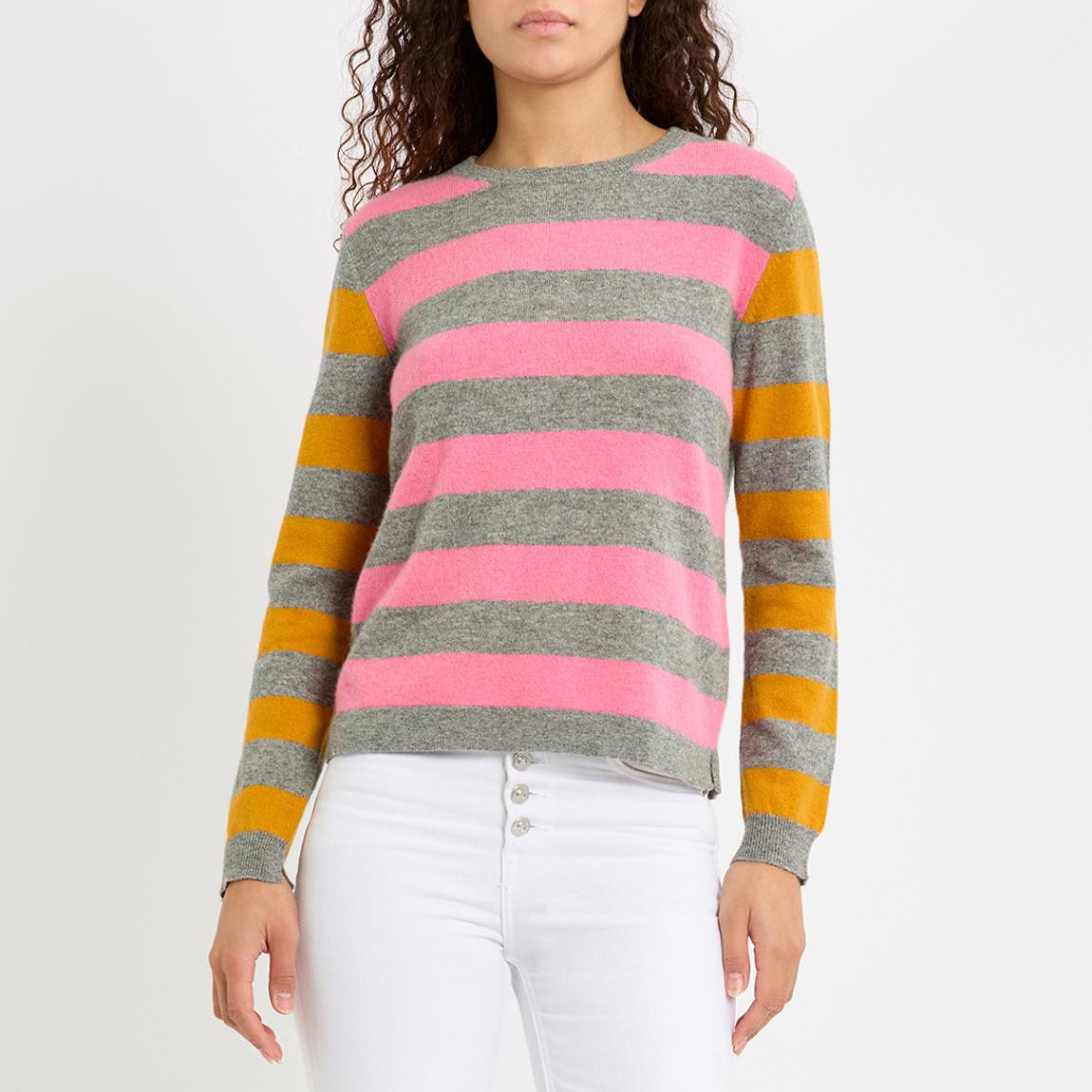 Grey Cashmere Rugby Stripe Jumper main product photo