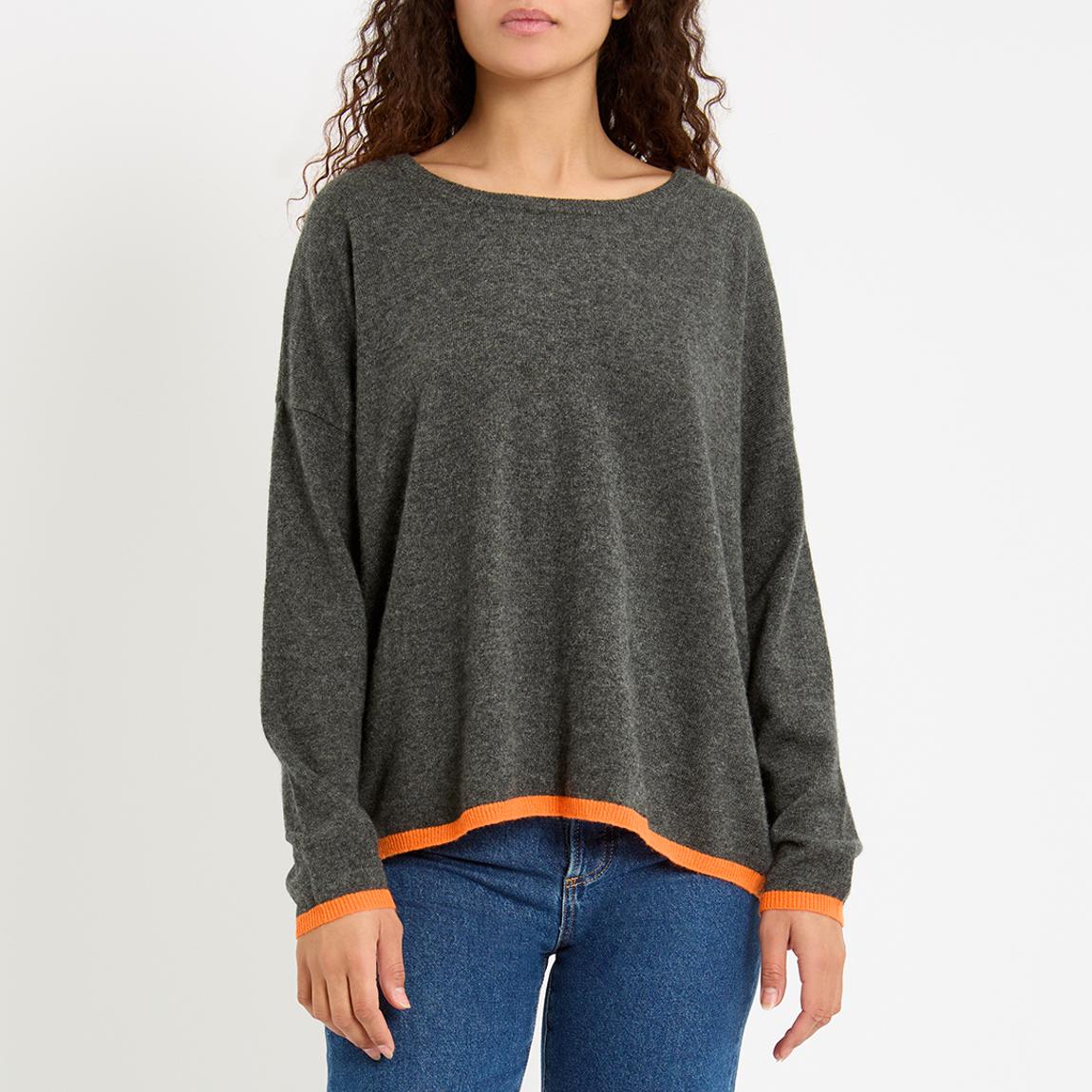 Slate Contrast Trim Relaxed Cashmere Jumper main product photo