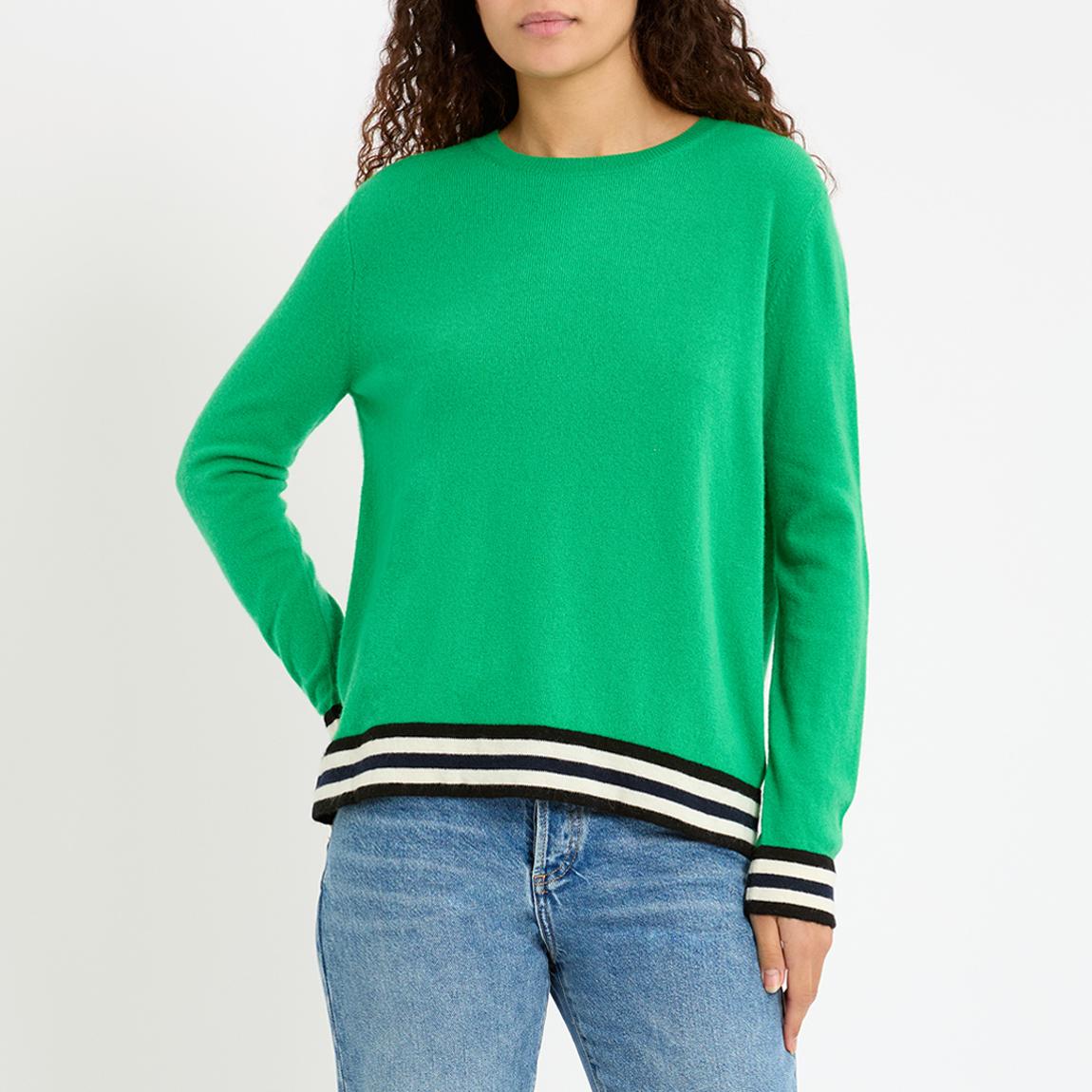 Emerald Boxy Contrast Trim Cashmere Jumper main product photo