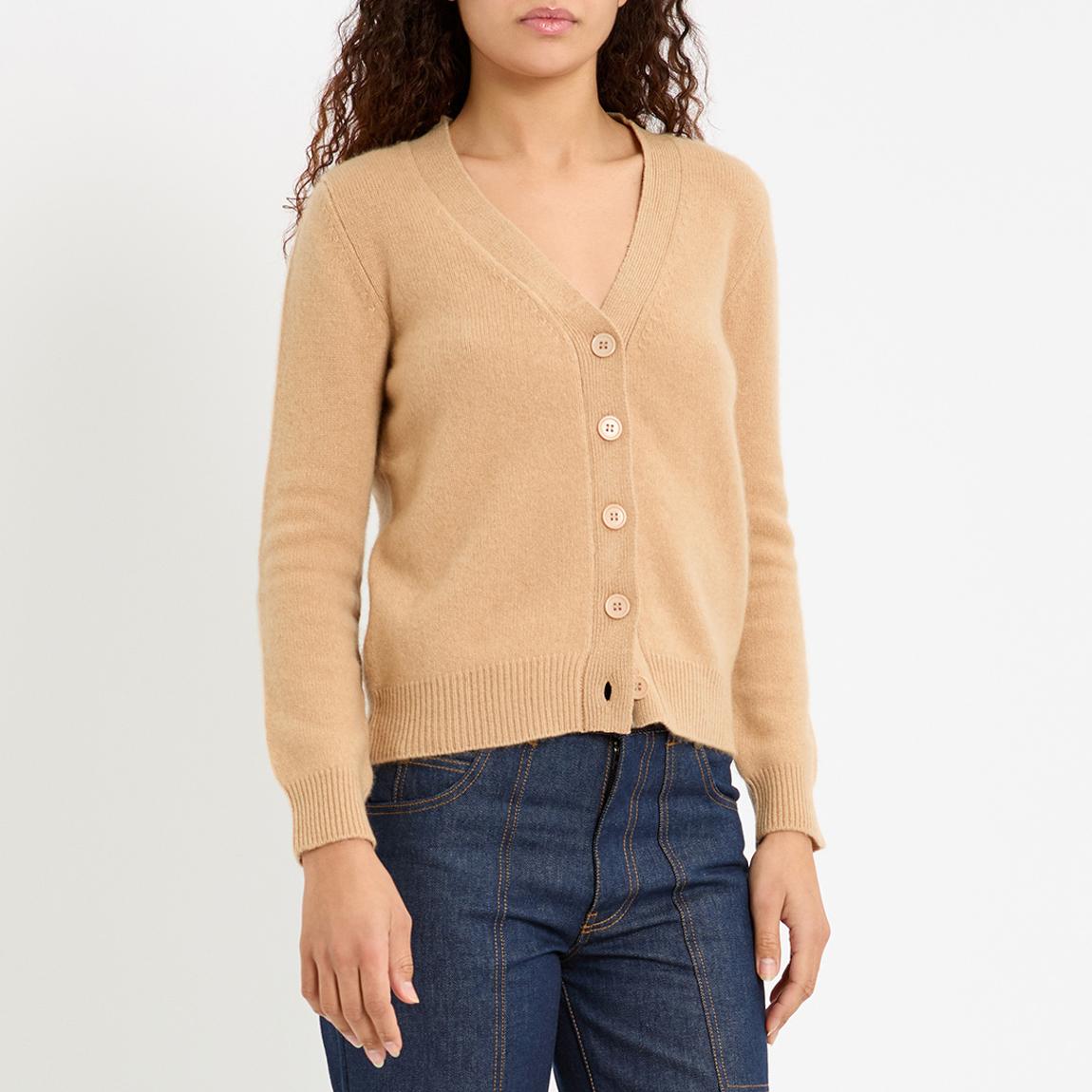 Camel Cashmere Elbow Patch Cardigan main product photo