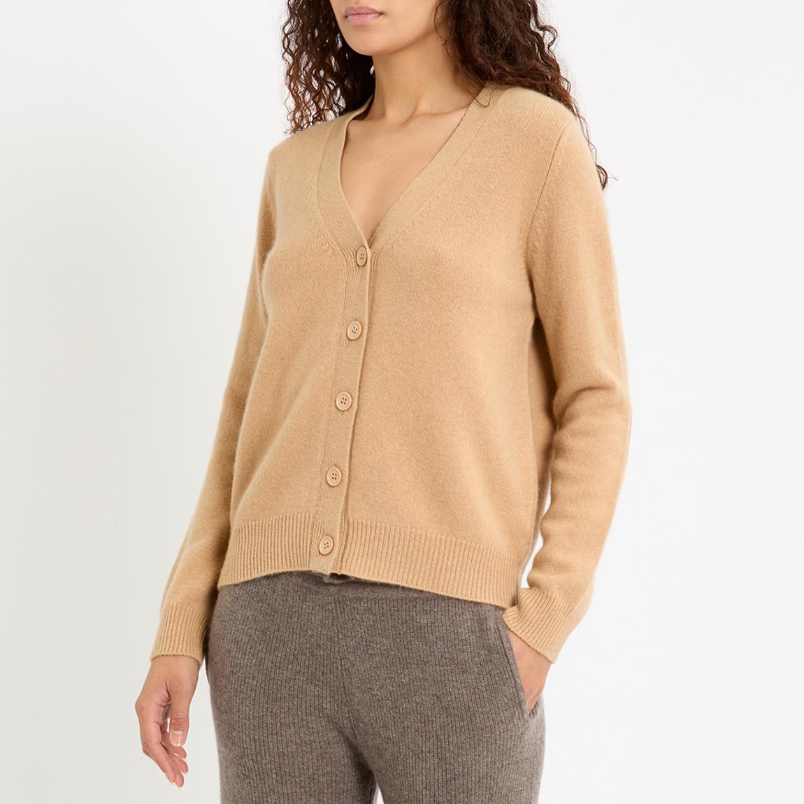 Camel Cashmere Elbow Patch Cardigan main product photo