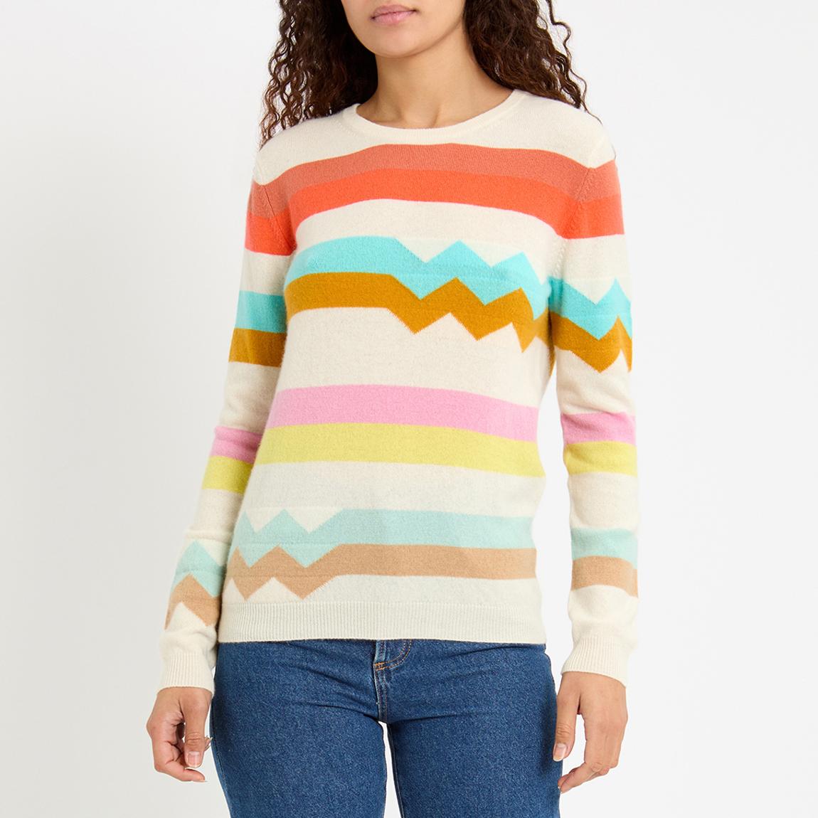 Ecru Multi Stripe Cashmere Jumper main product photo