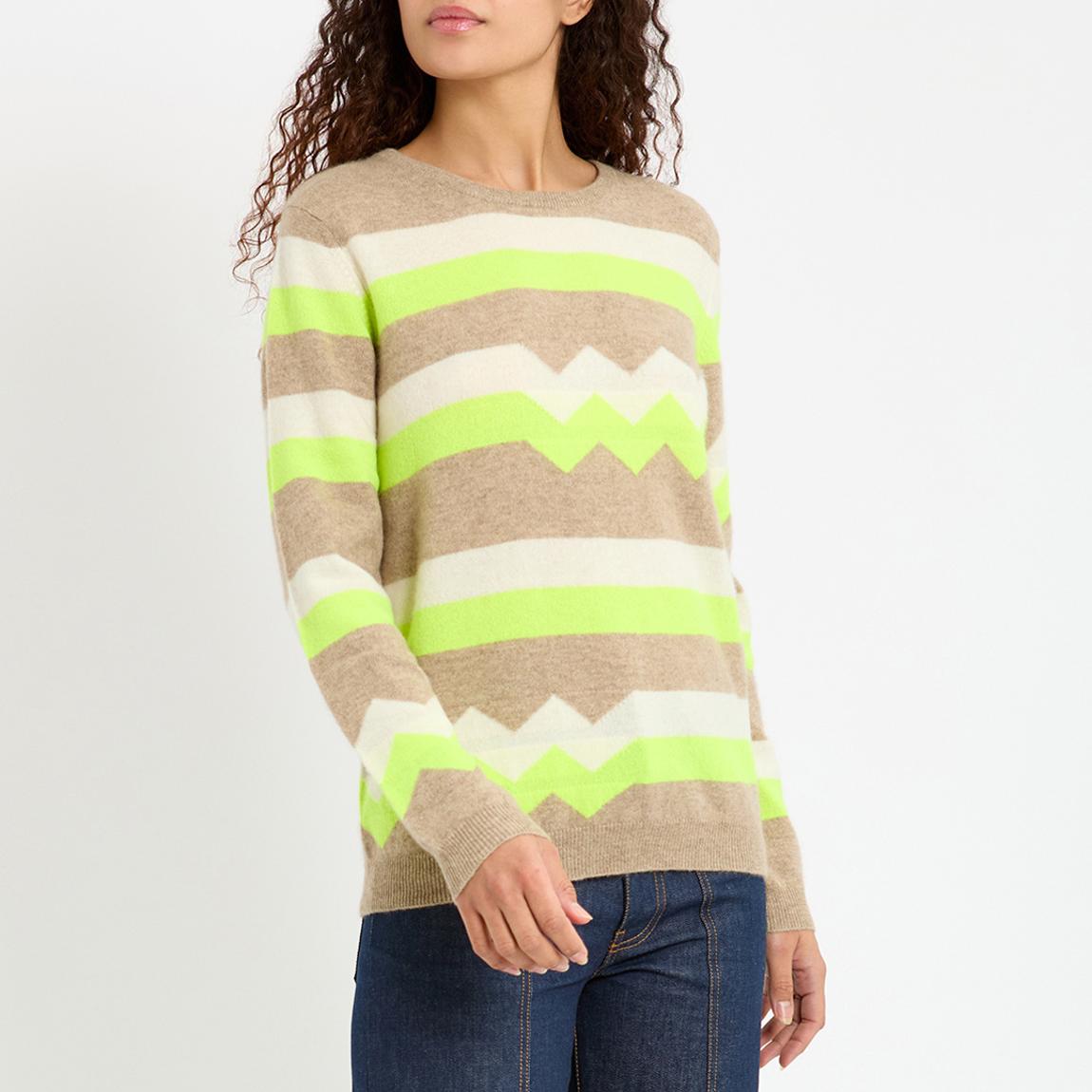 Beige/Lime Cashmere Stripe Sweater main product photo