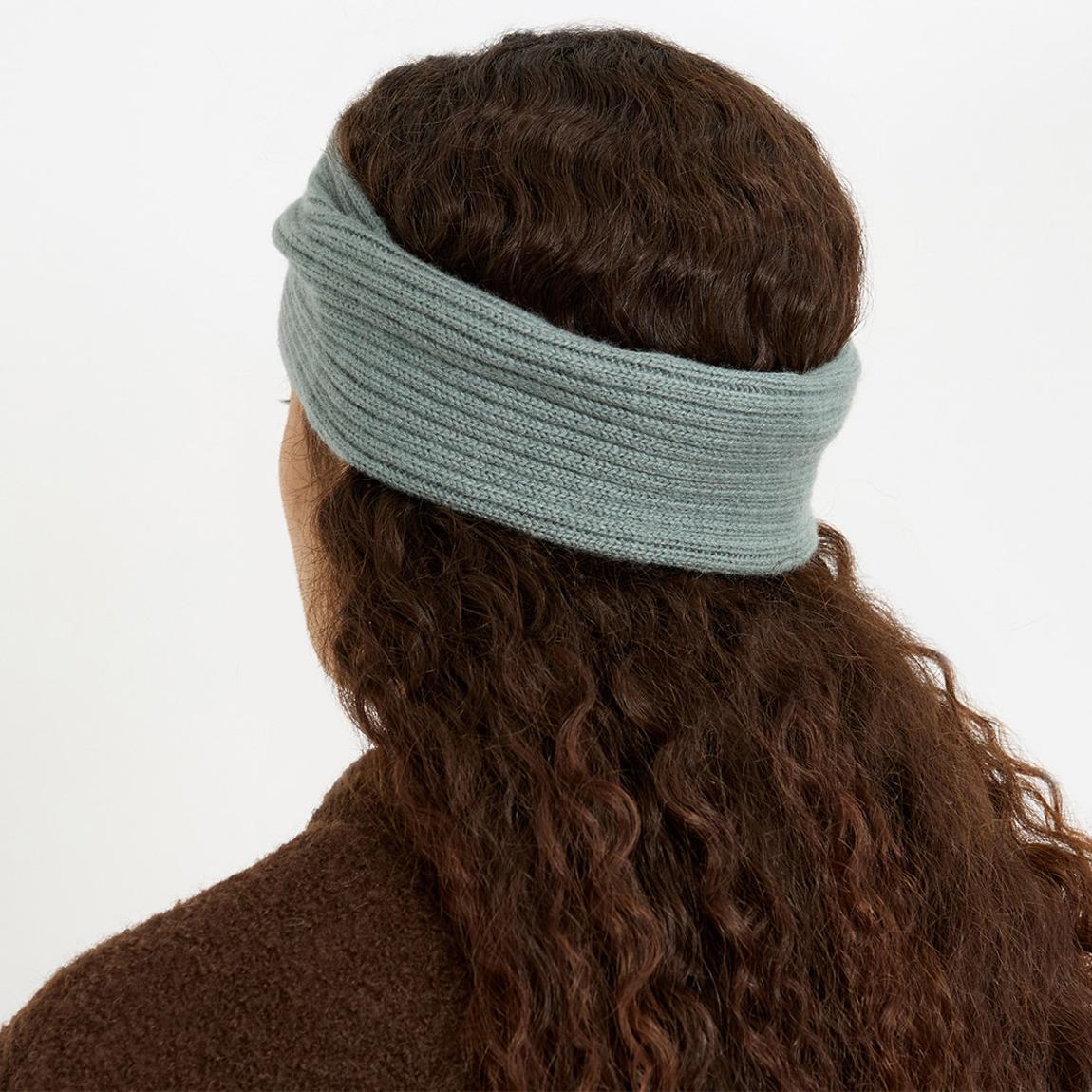 Khaki Rib Twist Cashmere Headband main product photo