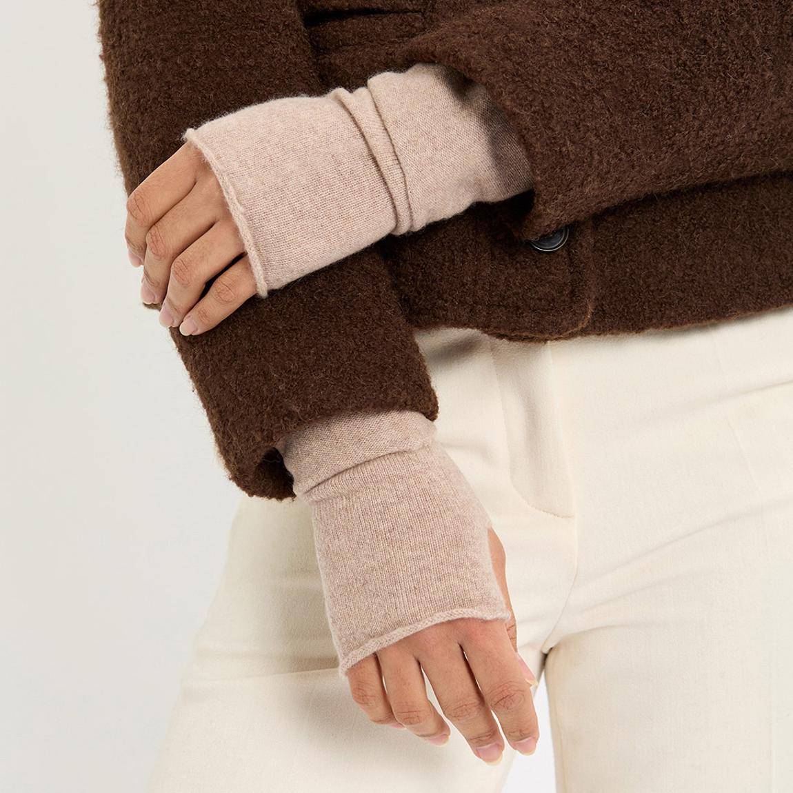 Natural Brown Cashmere Wrist Warmers main product photo